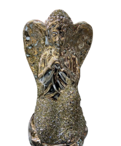 Ángel plateado con brillos  25x17cm